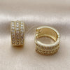 Argolla Huggie 02.237.0062.15 Oro Laminado, con Blanca Zirconia Cubica, Pulido, Tono Dorado
