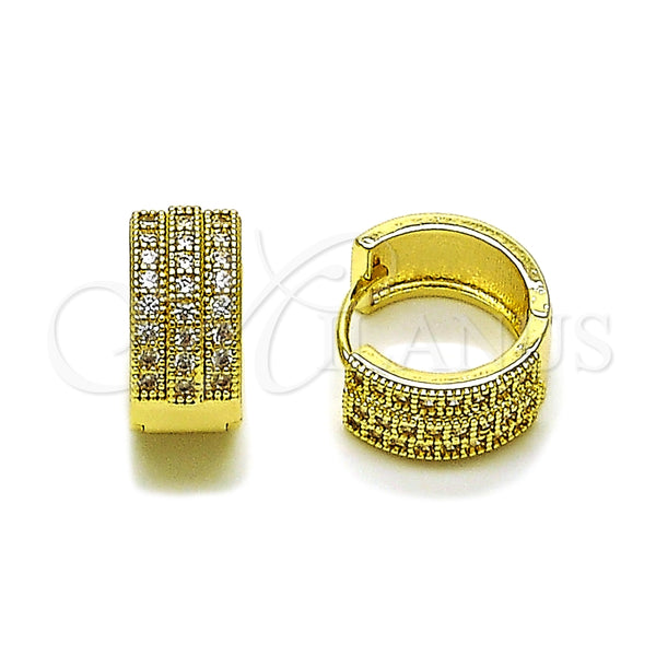 Argolla Huggie 02.237.0062.15 Oro Laminado, con Blanca Zirconia Cubica, Pulido, Tono Dorado