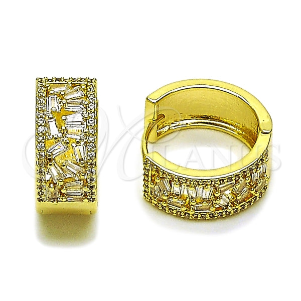 Argolla Huggie 02.237.0064.20 Oro Laminado, Diseño de Baguette, con Zirconia Cubica Blanca, Pulido, Dorado