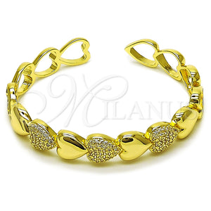 Aro Individual 07.237.0005 Oro Laminado, Diseño de Corazón, con Blanca Micro Pave, Pulido, Tres Tonos (Thickness, One size fits all)