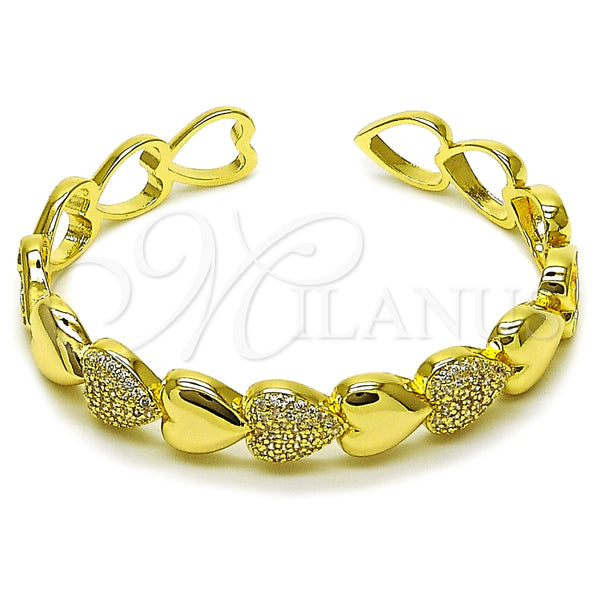 Aro Individual 07.237.0005 Oro Laminado, Diseño de Corazón, con Blanca Micro Pave, Pulido, Tres Tonos (Thickness, One size fits all)