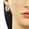 Argolla Huggie 02.283.0388.20 Oro Laminado, con Blanca Micro Pave, Pulido, Tono Dorado