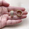 Argolla Huggie 02.283.0388.20 Oro Laminado, con Blanca Micro Pave, Pulido, Tono Dorado