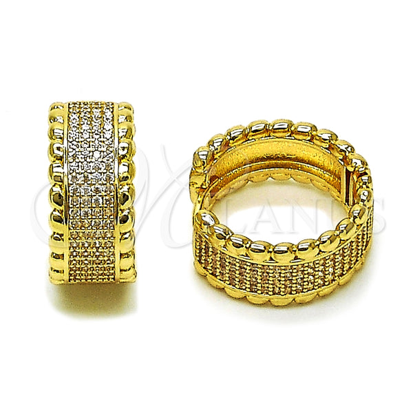 Argolla Huggie 02.283.0388.20 Oro Laminado, con Blanca Micro Pave, Pulido, Tono Dorado