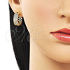 Argolla Huggie 02.283.0390.18 Oro Laminado, con Blanca Micro Pave, Pulido, Tono Dorado