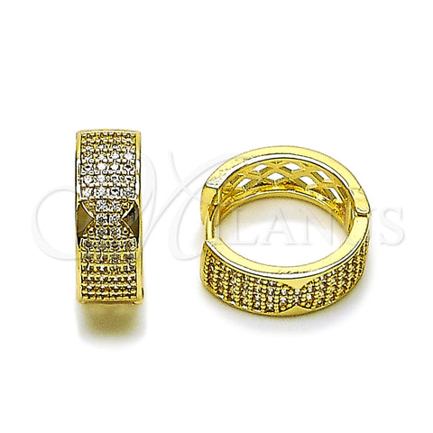 Argolla Huggie 02.283.0390.18 Oro Laminado, con Blanca Micro Pave, Pulido, Tono Dorado