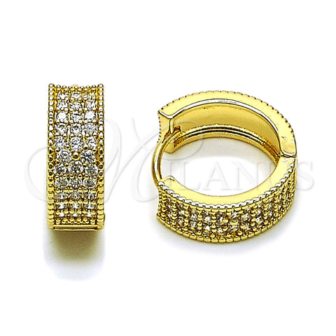 Argolla Huggie 02.283.0251.1.20 Oro Laminado, con Blanca Zirconia Cubica, Pulido, Tono Dorado