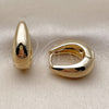 Argolla Huggie 02.283.0392.16 Oro Laminado, Diseño de Gota, Pulido, Tono Dorado