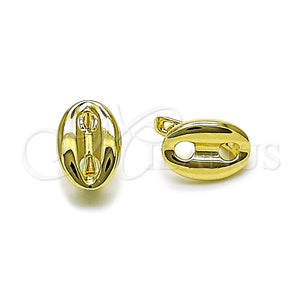 Argolla Huggie 02.213.0890.10 Oro Laminado, Diseño de Puff Mariner, Pulido, Tono Dorado