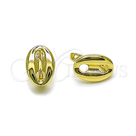 Argolla Huggie 02.213.0890.10 Oro Laminado, Diseño de Puff Mariner, Pulido, Tono Dorado