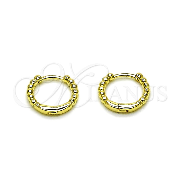 Argolla Huggie 02.213.0893.14 Oro Laminado, Diseño de Bola, Pulido, Tono Dorado