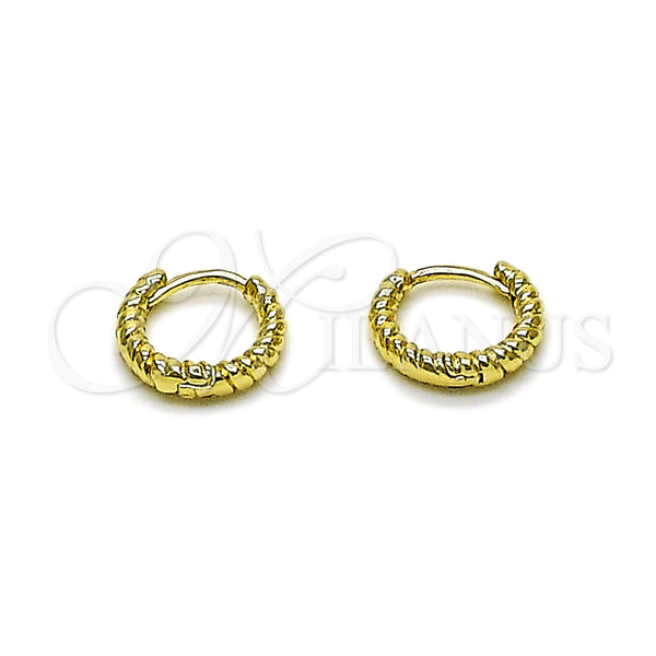 Argolla Huggie 02.213.0891.12 Oro Laminado, Diseño de Torcido, Pulido, Tono Dorado