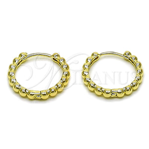 Argolla Huggie 02.213.0894.20 Oro Laminado, Diseño de Bola, Pulido, Tono Dorado