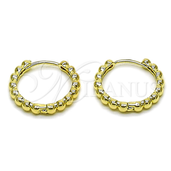 Argolla Huggie 02.213.0894.20 Oro Laminado, Diseño de Bola, Pulido, Tono Dorado