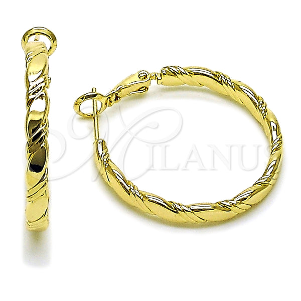 Argolla Mediana 02.213.0896.30 Oro Laminado, Diseño de Torcido, Pulido, Tono Dorado
