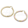 Argolla Grande 02.213.0755.60 Oro Laminado, Diseño de Hueco, Diamantado, Tono Dorado