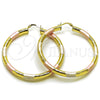 Argolla Grande 02.213.0755.1.60 Oro Laminado, Diseño de Hueco, Diamantado, Tres Tonos
