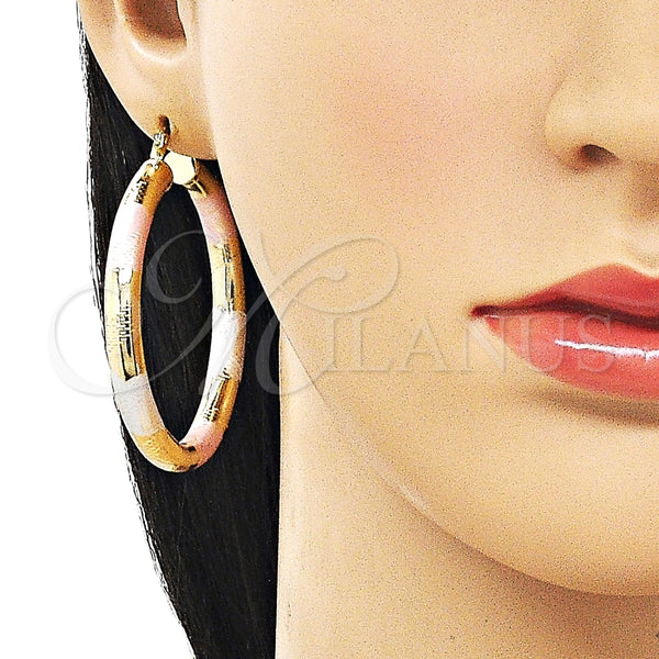 Argolla Grande 02.170.0309.1.50 Oro Laminado, Diseño de Hueco, Diamantado, Tres Tonos