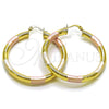 Argolla Grande 02.170.0309.1.50 Oro Laminado, Diseño de Hueco, Diamantado, Tres Tonos