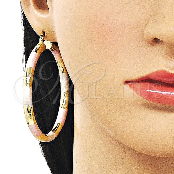 Argolla Grande 02.170.0309.1.60 Oro Laminado, Diseño de Hueco, Diamantado, Tres Tonos