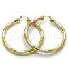 Argolla Grande 02.170.0309.1.60 Oro Laminado, Diseño de Hueco, Diamantado, Tres Tonos