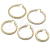 Argolla Grande 02.170.0309.1.60 Oro Laminado, Diseño de Hueco, Diamantado, Tres Tonos