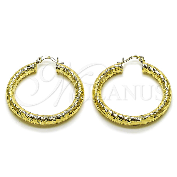 Argolla Mediana 02.213.0311.40 Oro Laminado, Diseño de Hueco, Diamantado, Tono Dorado
