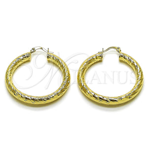 Argolla Mediana 02.213.0311.40 Oro Laminado, Diseño de Hueco, Diamantado, Tono Dorado