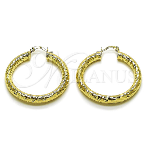 Argolla Mediana 02.213.0311.40 Oro Laminado, Diseño de Hueco, Diamantado, Tono Dorado