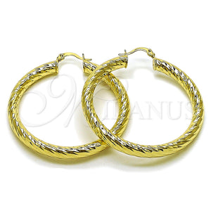 Argolla Grande 02.213.0311.50 Oro Laminado, Diseño de Hueco, Diamantado, Tono Dorado