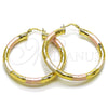 Argolla Grande 02.213.0310.1.50 Oro Laminado, Diseño de Hueco, Diamantado, Tres Tonos