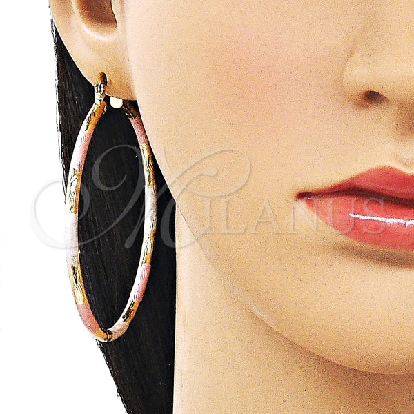 Argolla Grande 02.213.0152.1.60 Oro Laminado, Diseño de Hueco, Diamantado, Tres Tonos