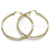 Argolla Grande 02.213.0152.1.60 Oro Laminado, Diseño de Hueco, Diamantado, Tres Tonos