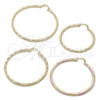 Argolla Grande 02.213.0152.1.60 Oro Laminado, Diseño de Hueco, Diamantado, Tres Tonos