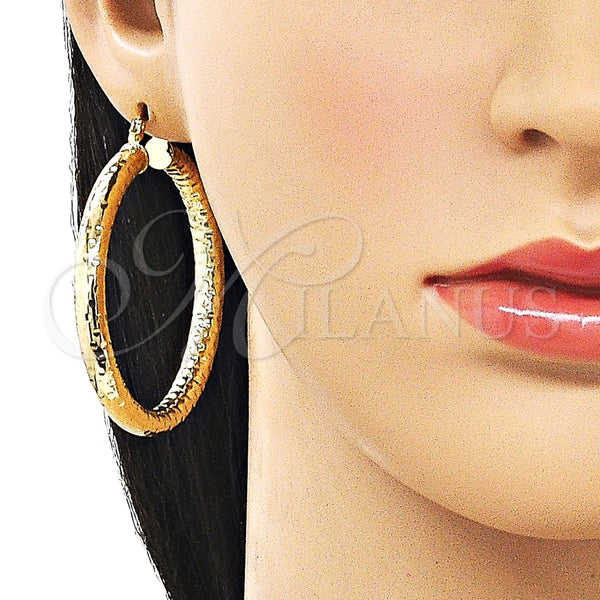 Argolla Mediana 02.213.0759.50 Oro Laminado, Diseño de Hueco, Diamantado, Tono Dorado