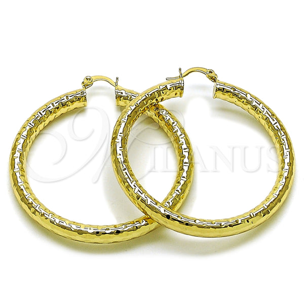 Argolla Mediana 02.213.0759.50 Oro Laminado, Diseño de Hueco, Diamantado, Tono Dorado