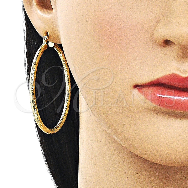 Argolla Grande 02.213.0259.1.50 Oro Laminado, Diseño de Hueco, Diamantado, Tono Dorado