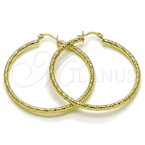 Argolla Grande 02.213.0259.1.50 Oro Laminado, Diseño de Hueco, Diamantado, Tono Dorado