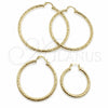 Argolla Grande 02.213.0259.1.50 Oro Laminado, Diseño de Hueco, Diamantado, Tono Dorado