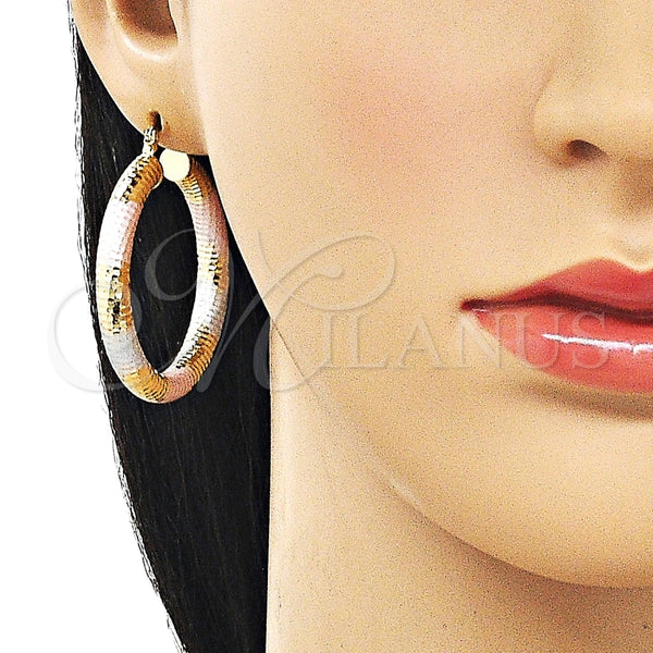 Argolla Mediana 02.213.0224.1.40 Oro Laminado, Diseño de Hueco, Diamantado, Tres Tonos