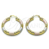 Argolla Mediana 02.213.0224.1.40 Oro Laminado, Diseño de Hueco, Diamantado, Tres Tonos