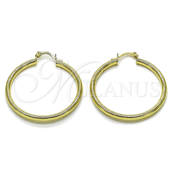 Argolla Mediana 02.213.0881.40 Oro Laminado, Diseño de Hueco, Diamantado, Tono Dorado
