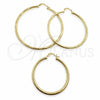 Argolla Mediana 02.213.0881.50 Oro Laminado, Diseño de Hueco, Diamantado, Tono Dorado