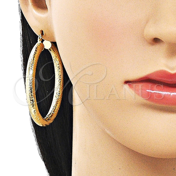 Argolla Mediana 02.213.0756.50 Oro Laminado, Diseño de Hueco, Diamantado, Tono Dorado