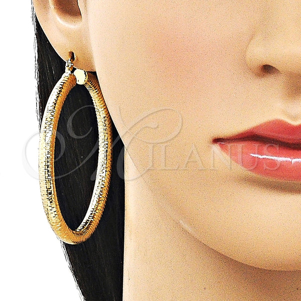 Argolla Mediana 02.213.0756.60 Oro Laminado, Diseño de Hueco, Diamantado, Tono Dorado