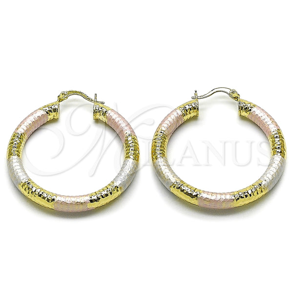Argolla Mediana 02.213.0882.40 Oro Laminado, Diseño de Hueco, Diamantado, Tres Tonos