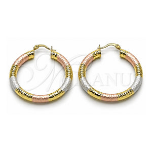 Argolla Mediana 02.213.0882.40 Oro Laminado, Diseño de Hueco, Diamantado, Tres Tonos