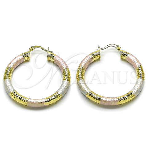 Argolla Mediana 02.213.0882.40 Oro Laminado, Diseño de Hueco, Diamantado, Tres Tonos