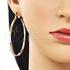 Argolla Grande 02.213.0254.60 Oro Laminado, Diseño de Hueco, Diamantado, Tres Tonos