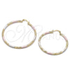 Argolla Grande 02.213.0254.60 Oro Laminado, Diseño de Hueco, Diamantado, Tres Tonos